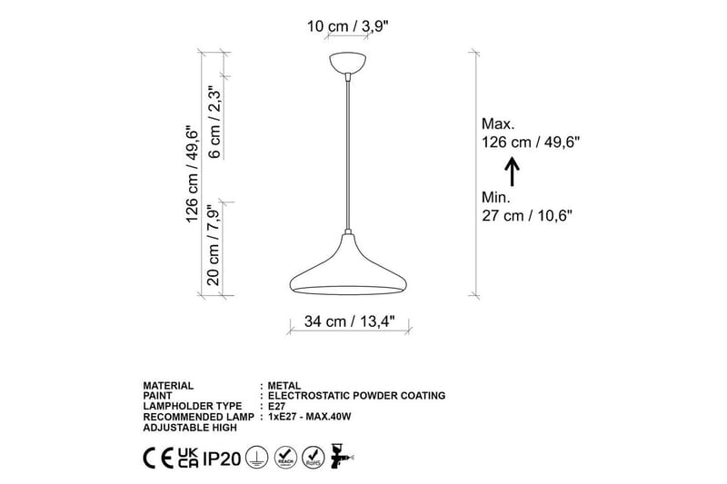 Taklampe Argentubay Gull - Gull - Belysning - Innendørsbelysning & Lamper - Taklampe - Pendellamper & Hengelamper