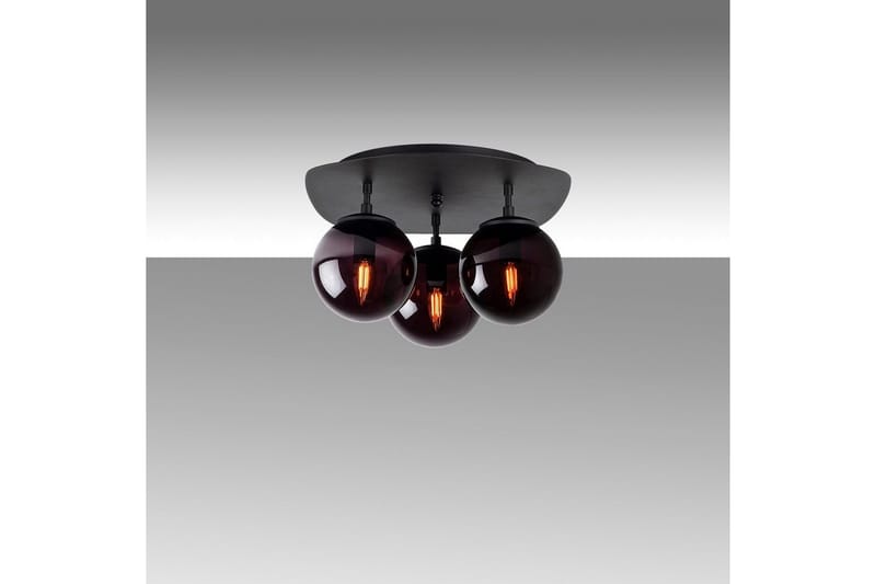 Taklampe Brønn Trippel Svart, Svart