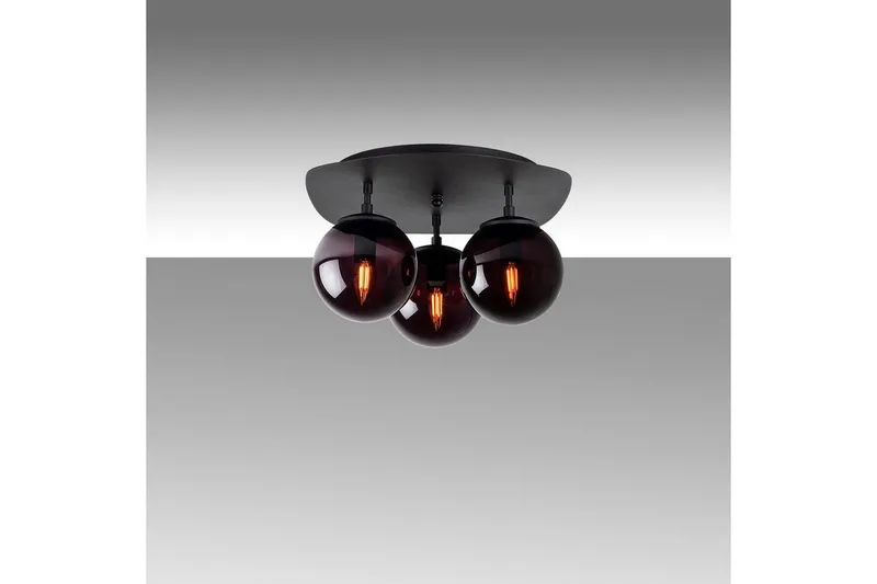 Taklampe Brønn Trippel Svart, Svart