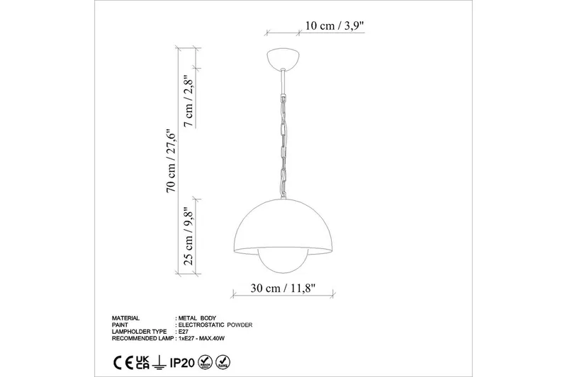 Taklampe Brena Enkelt Sokkel Oransje - Oransje - Belysning - Innendørsbelysning & Lamper - Taklampe - Pendellamper & Hengelamper