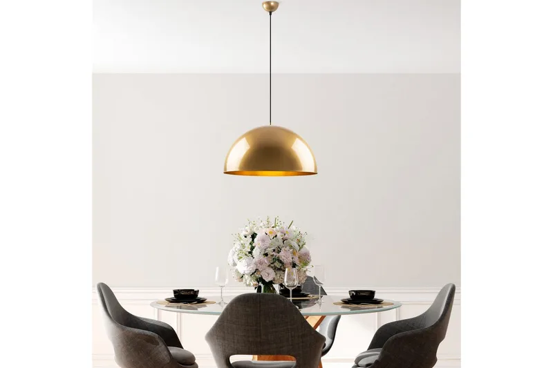 Taklampe Brena Gull Enkelt Sokkel - 50 x 50 x 121 cm - Belysning - Innendørsbelysning & Lamper - Taklampe - Pendellamper & Hengelamper