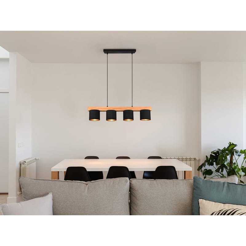 Taklampe Cameron - Svart/tre - Belysning - Innendørsbelysning & Lamper - Taklampe - Pendellamper & Hengelamper