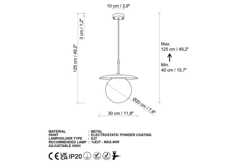 Taklampe Cartin Gull - Gul - Belysning - Innendørsbelysning & Lamper - Taklampe - Pendellamper & Hengelamper