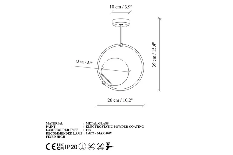 Taklampe Dolcer Gull - Gull - Belysning - Innendørsbelysning & Lamper - Taklampe - Pendellamper & Hengelamper