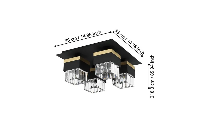 Taklampe Eglo Barrancas - Svart/Gull - Belysning - Innendørsbelysning & Lamper - Taklampe - Krystallkrone & takkrone
