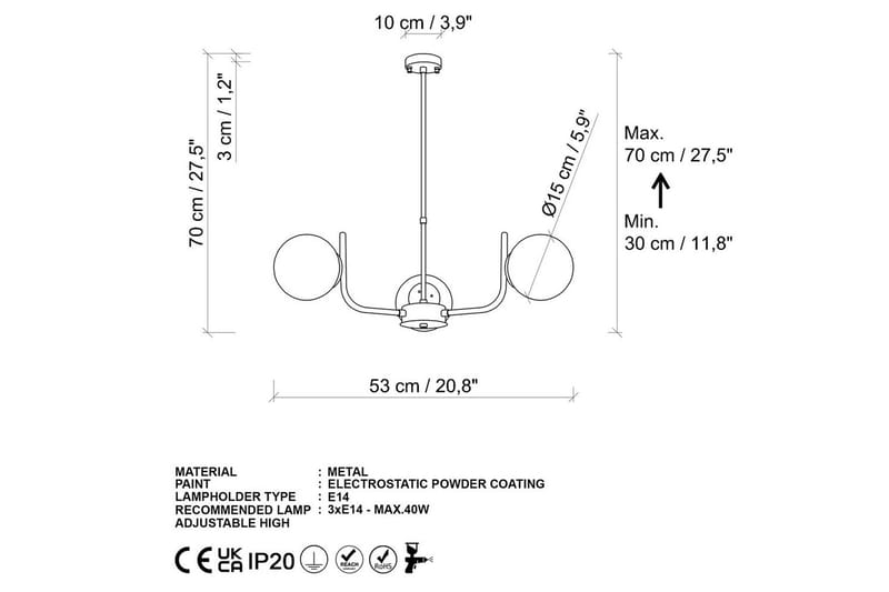Taklampe Gevir Svart - Svart - Belysning - Innendørsbelysning & Lamper - Taklampe - Pendellamper & Hengelamper