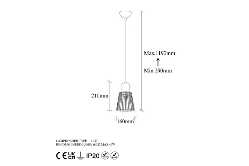 Taklampe Gullistel Svart / Antikk - Svart/Multifarget - Belysning - Innendørsbelysning & Lamper - Taklampe - Pendellamper & Hengelamper