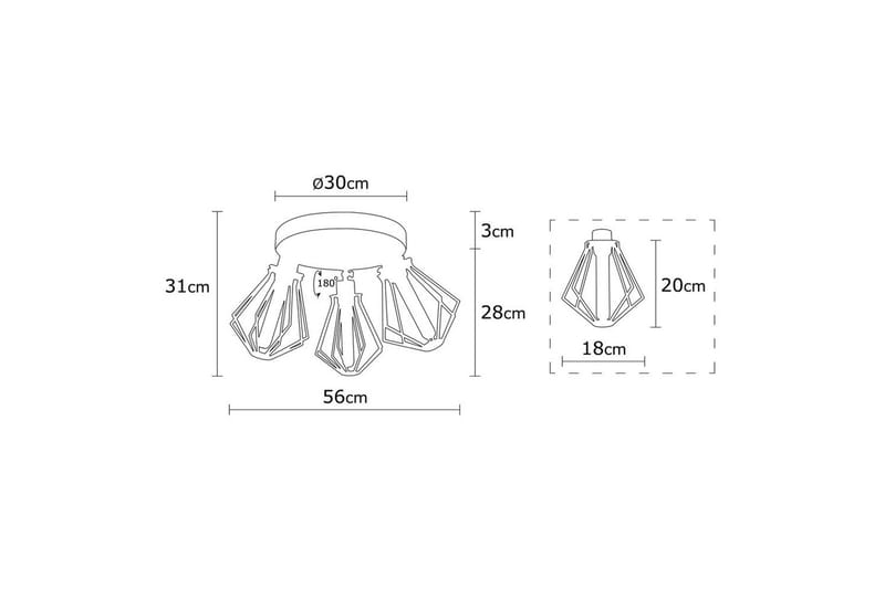 Taklampe Hillmere Svart / Gull - Gull/Svart - Belysning - Innendørsbelysning & Lamper - Taklampe - Plafondlampe