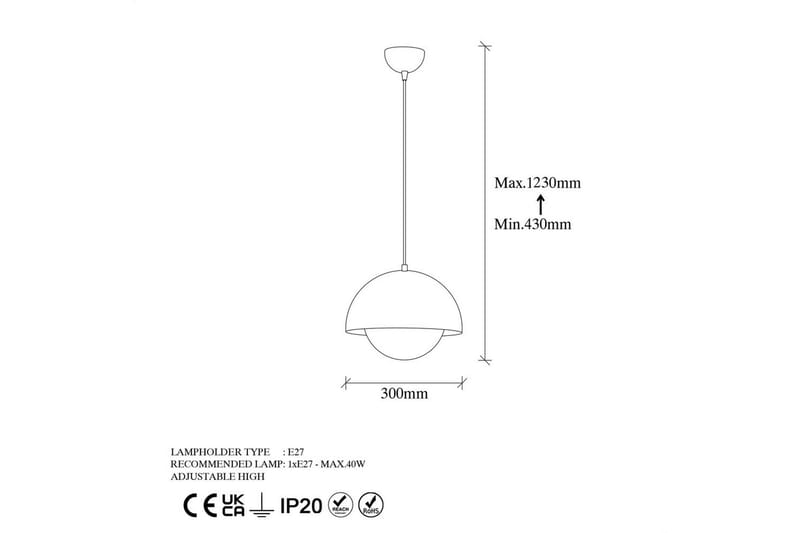 Taklampe Jarnel Gull - Gull - Belysning - Innendørsbelysning & Lamper - Taklampe - Pendellamper & Hengelamper