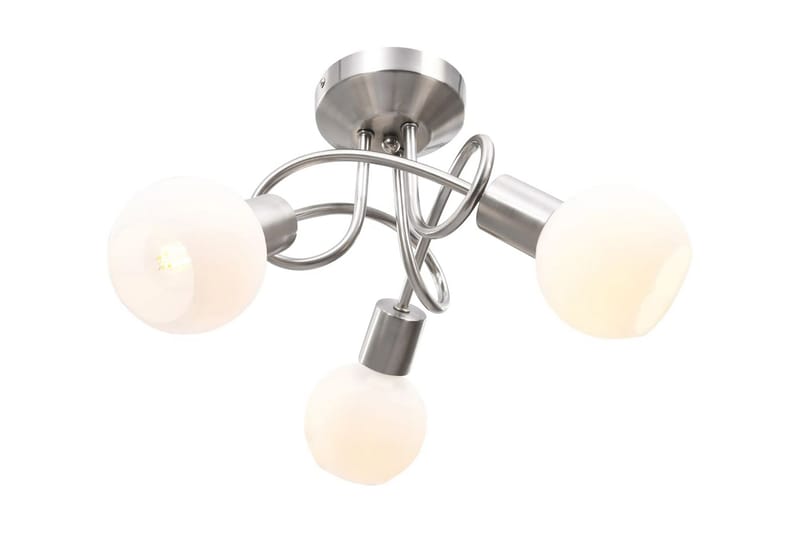 Taklampe keramikkskjermer for 3 E14 lyspærer hvit kule - Plafondlampe - Stuelampe - Soveromslampe