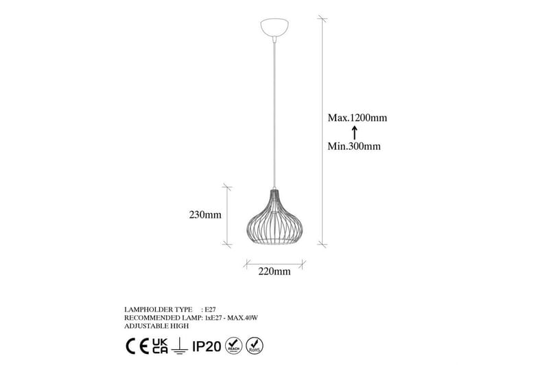 Taklampe Kiron Skinnende Gull - Skinnende Gull - Belysning - Innendørsbelysning & Lamper - Taklampe - Pendellamper & Hengelamper
