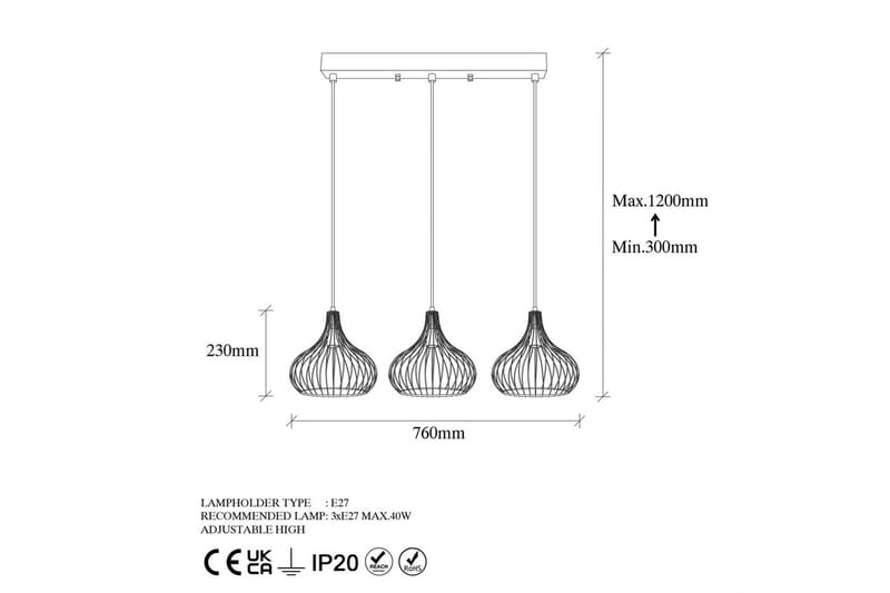 Taklampe Kiron Svart / Gammeldags Tre - Svart - Belysning - Innendørsbelysning & Lamper - Taklampe - Pendellamper & Hengelamper