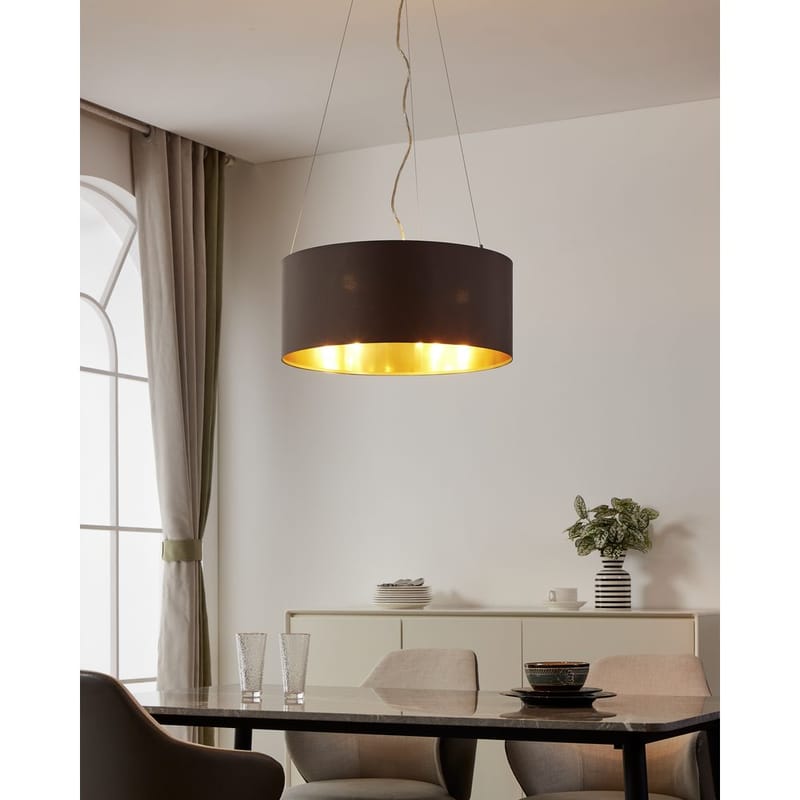 Taklampe Maserlo med 3 lamper - Matt nikkel/cappuccino - Belysning - Innendørsbelysning & Lamper - Taklampe - Pendellamper & Hengelamper