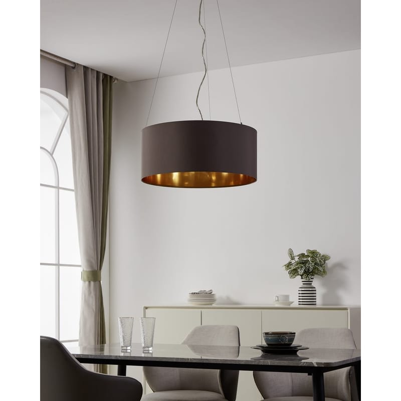 Taklampe Maserlo med 3 lamper - Matt nikkel/cappuccino - Belysning - Innendørsbelysning & Lamper - Taklampe - Pendellamper & Hengelamper