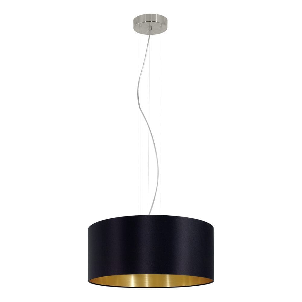 Taklampe Maserlo med 3 lamper - Matt nikkel/svart
