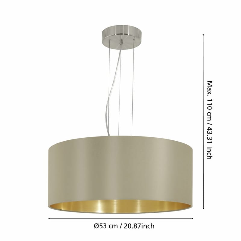 Taklampe Maserlo med 3 lamper - Matt nikkel/taupe - Belysning - Innendørsbelysning & Lamper - Taklampe - Pendellamper & Hengelamper