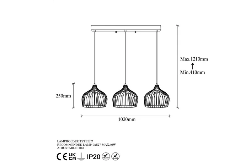 Taklampe Meron Blank Gull Horisontal - Gull - Belysning - Innendørsbelysning & Lamper - Taklampe - Pendellamper & Hengelamper