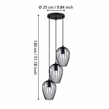 Taklampe Newtown rund med 3 lamper - 38 cm - Belysning - Innendørsbelysning & Lamper - Taklampe - Pendellamper & Hengelamper