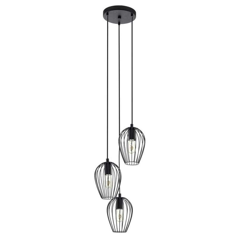 Taklampe Newtown rund med 3 lamper, 38 cm