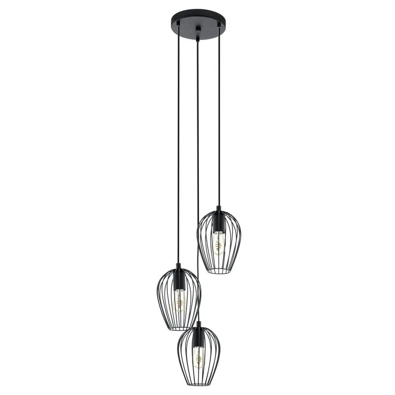 Taklampe Newtown rund med 3 lamper, 38 cm