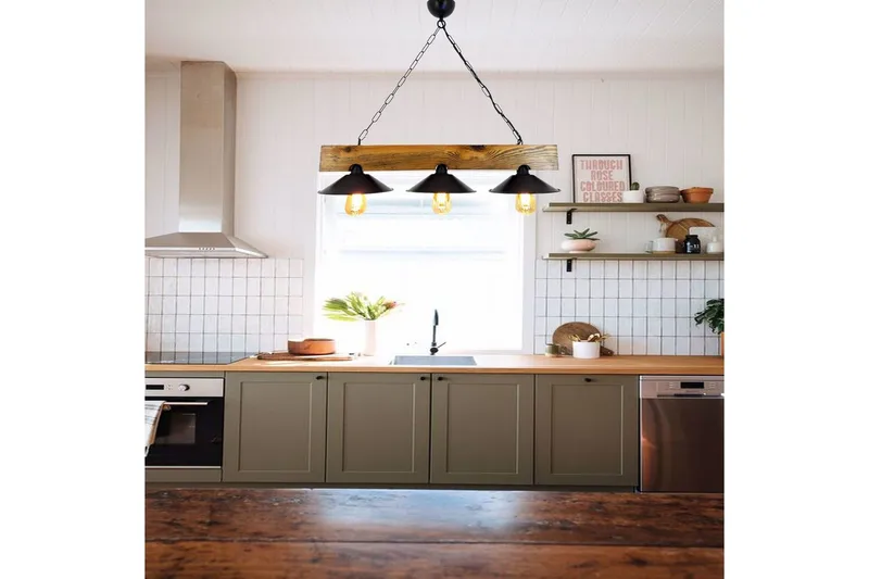 Taklampe Noveth Valnøtt / Svart - Svart/Mørkebrun - Belysning - Innendørsbelysning & Lamper - Taklampe - Pendellamper & Hengelamper