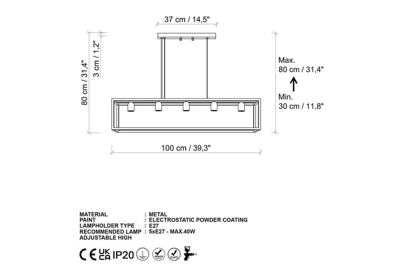 Taklampe Orika Horisontal Gull - Gull - Belysning - Innendørsbelysning & Lamper - Taklampe - Pendellamper & Hengelamper