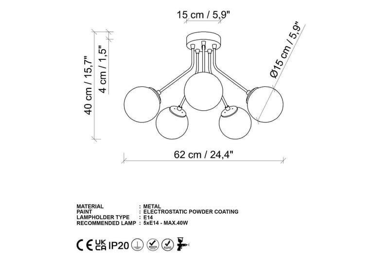 Taklampe Orion Gull - Gull - Belysning - Innendørsbelysning & Lamper - Taklampe - Plafondlampe