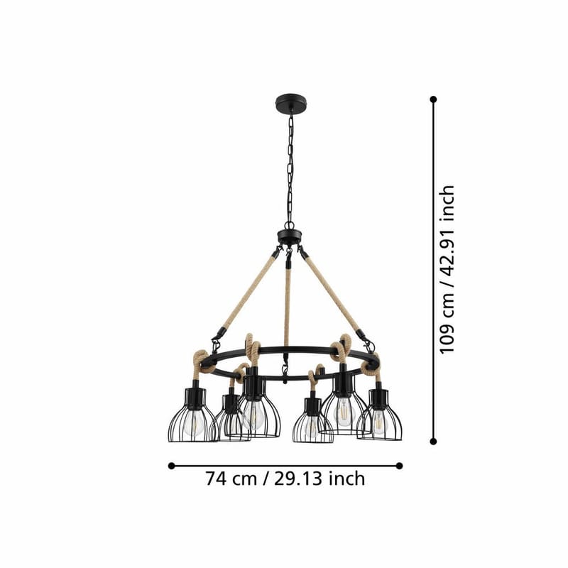 Taklampe Rampside Rund med 6 Lamper - 76 cm - Belysning - Innendørsbelysning & Lamper - Taklampe - Pendellamper & Hengelamper