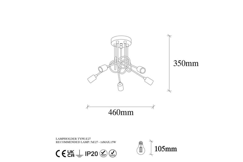 Taklampe Ranju Svart / Antikk Fem Sokkel - Fem Sokkel - Belysning - Innendørsbelysning & Lamper - Taklampe - Pendellamper & Hengelamper
