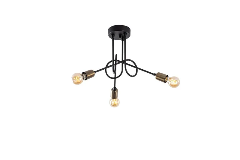 Taklampe Ranju Svart / Antikk Tre Stikkontakt, Tre Stikkontakt