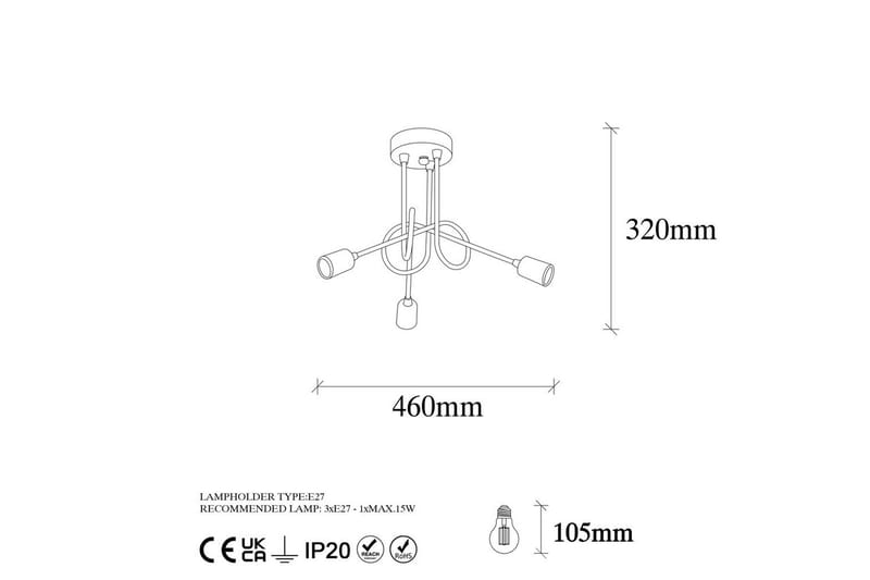 Taklampe Ranju Svart / Antikk Tre Stikkontakt - Tre Stikkontakt - Belysning - Innendørsbelysning & Lamper - Taklampe - Pendellamper & Hengelamper