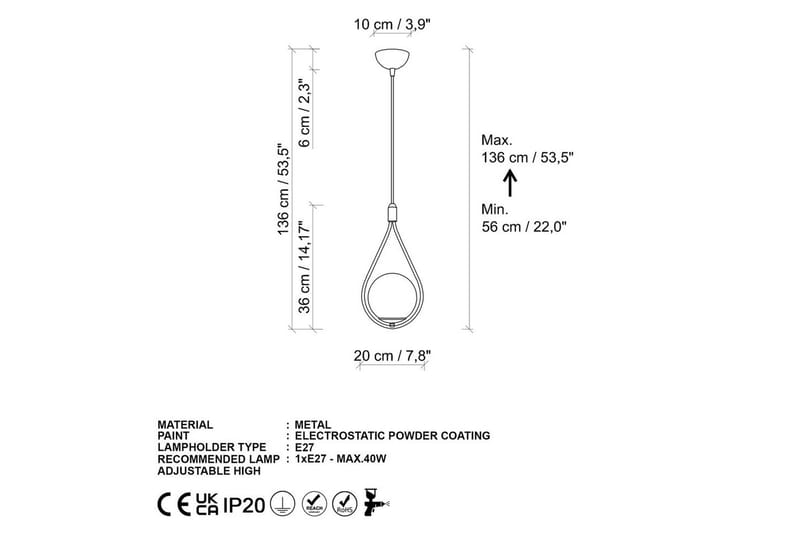 Taklampe Ranpal Singel Gull - Gull - Belysning - Innendørsbelysning & Lamper - Taklampe - Pendellamper & Hengelamper