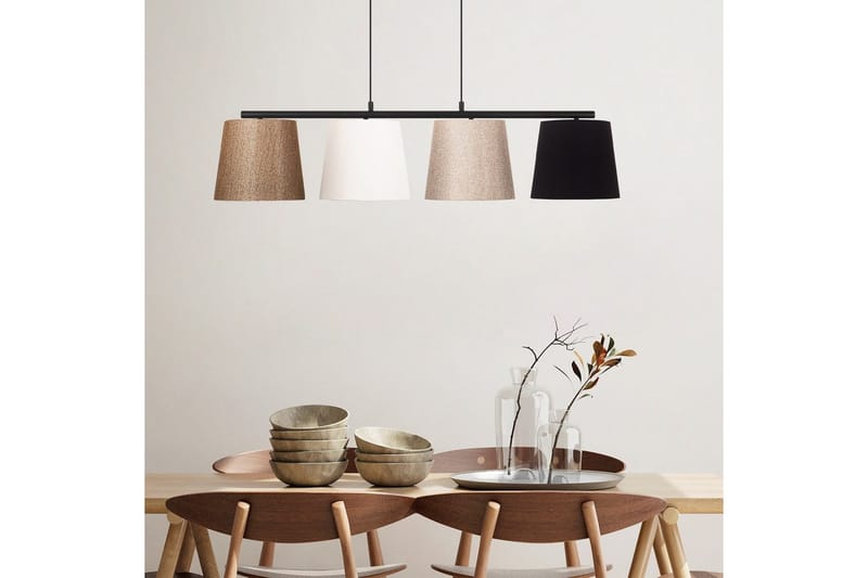 Taklampe Rithmere Svart / Gull / Hvit / Beige - Beige/Gull/Svart/Hvitfarget tre - Belysning - Innendørsbelysning & Lamper - Taklampe - Pendellamper & Hengelamper
