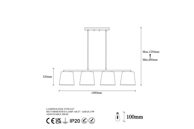 Taklampe Rithmere Svart / Gull / Hvit / Beige - Beige/Gull/Svart/Hvitfarget tre - Belysning - Innendørsbelysning & Lamper - Taklampe - Pendellamper & Hengelamper