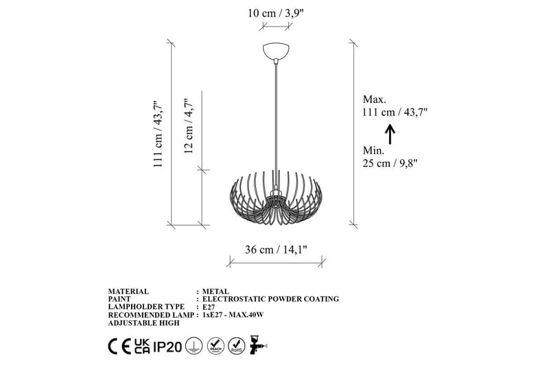 Taklampe Sadortel gull - Gull - Belysning - Innendørsbelysning & Lamper - Taklampe - Pendellamper & Hengelamper