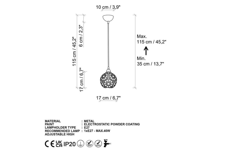 Taklampe Silen Gull - Diameter: 17 cm - Belysning - Innendørsbelysning & Lamper - Taklampe - Pendellamper & Hengelamper