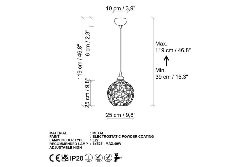 Taklampe Silen Gull - Diameter: 25 cm - Belysning - Innendørsbelysning & Lamper - Taklampe - Pendellamper & Hengelamper