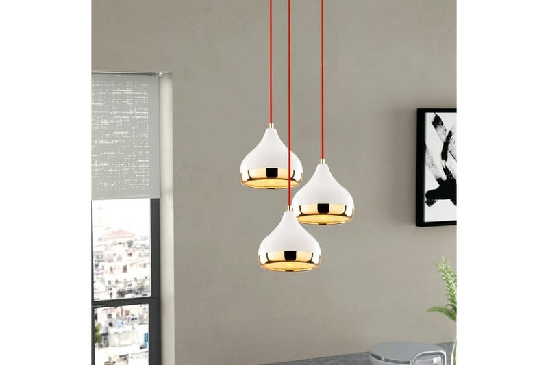 Taklampe Sood Hvit / Rød / Gull - Hvit / Rød / Gull - Belysning - Innendørsbelysning & Lamper - Taklampe - Pendellamper & Hengelamper