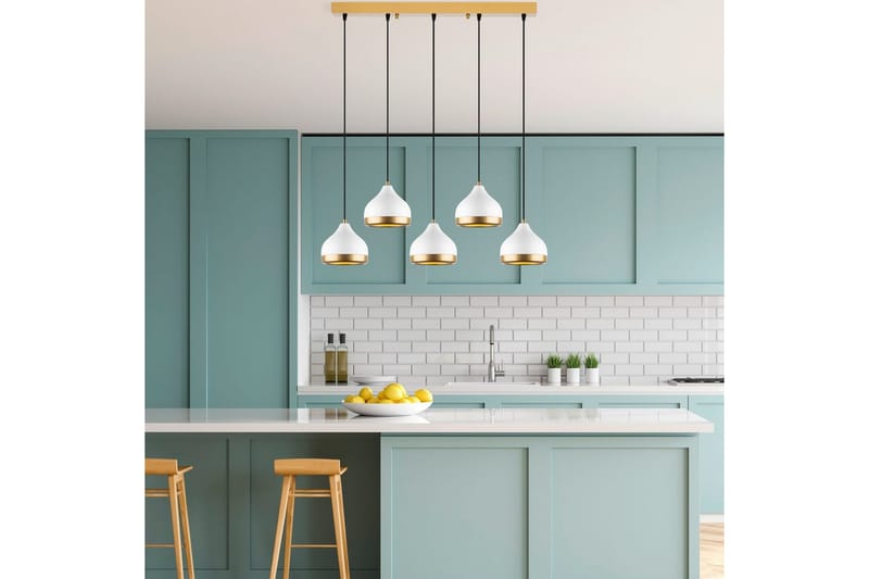 Taklampe Soodni Fem Horisontal Hvit - Hvit - Belysning - Innendørsbelysning & Lamper - Taklampe - Pendellamper & Hengelamper