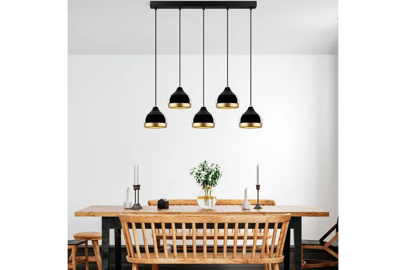 Taklampe Soodni Fem Horisontal Svart - Svart - Belysning - Innendørsbelysning & Lamper - Taklampe - Pendellamper & Hengelamper