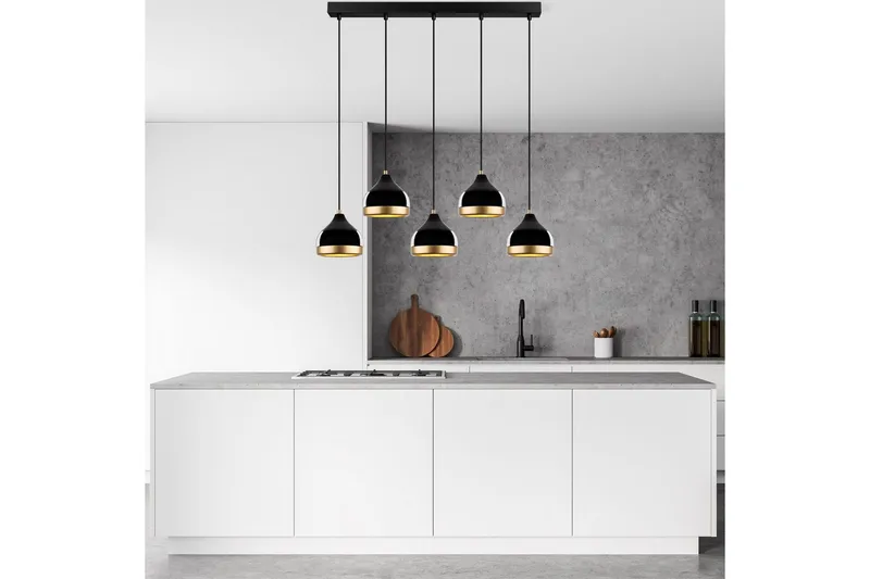 Taklampe Soodni Fem Horisontal Svart - Svart - Belysning - Innendørsbelysning & Lamper - Taklampe - Pendellamper & Hengelamper