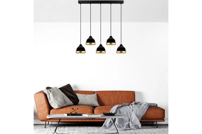 Taklampe Soodni Fem Horisontal Svart - Svart - Belysning - Innendørsbelysning & Lamper - Taklampe - Pendellamper & Hengelamper