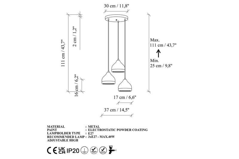 Taklampe Soodni Tre Sirkel Hvit - Hvit - Belysning - Innendørsbelysning & Lamper - Taklampe - Pendellamper & Hengelamper