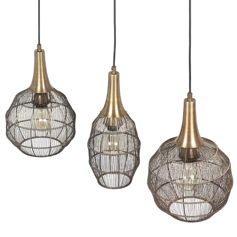 Taklampe Soraya - 3 lamper, Matt svart/antikk messing - Belysning - Innendørsbelysning & Lamper - Taklampe - Pendellamper & Hengelamper