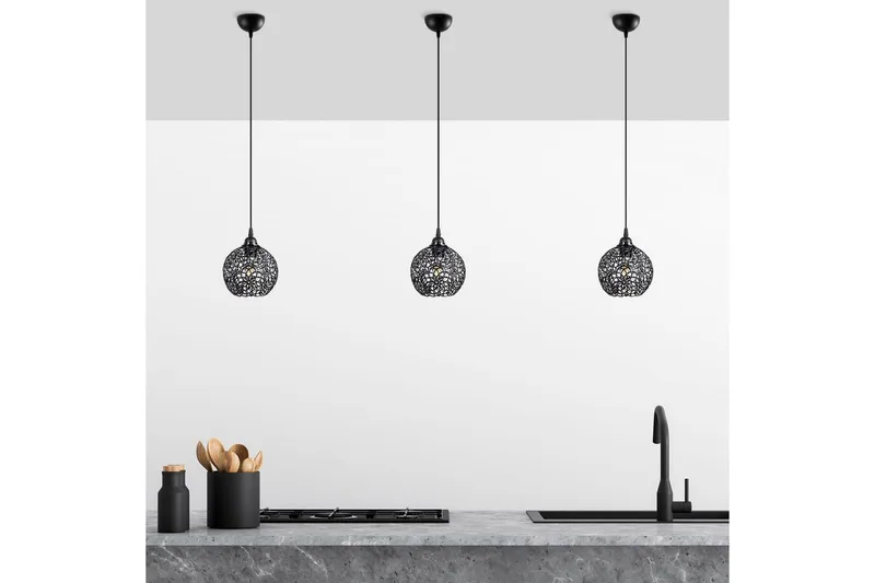 Taklampe Souvik Svart - 17 x 17 x 118 cm - Belysning - Innendørsbelysning & Lamper - Taklampe - Pendellamper & Hengelamper