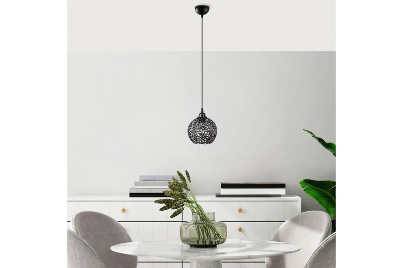 Taklampe Souvik Svart - 17 x 17 x 118 cm - Belysning - Innendørsbelysning & Lamper - Taklampe - Pendellamper & Hengelamper