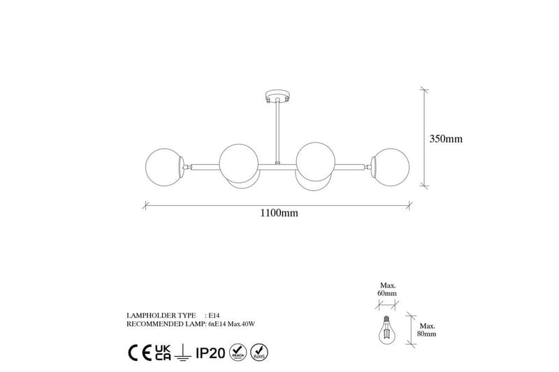 Taklampe Subin Vintage 110 x 40 x 35 cm - 110 x 40 x 35 cm - Belysning - Innendørsbelysning & Lamper - Taklampe - Plafondlampe