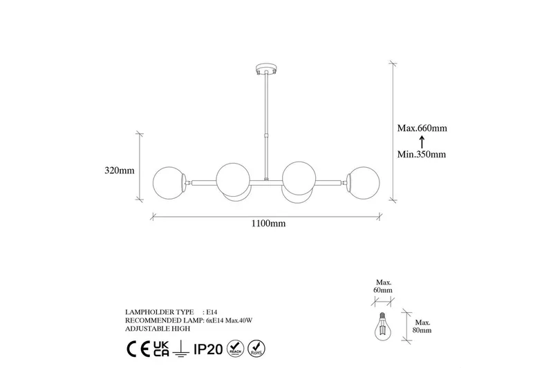Taklampe Subin Vintage 110 x 40 x 66 cm - 110 x 40 x 66 cm - Belysning - Innendørsbelysning & Lamper - Taklampe - Pendellamper & Hengelamper