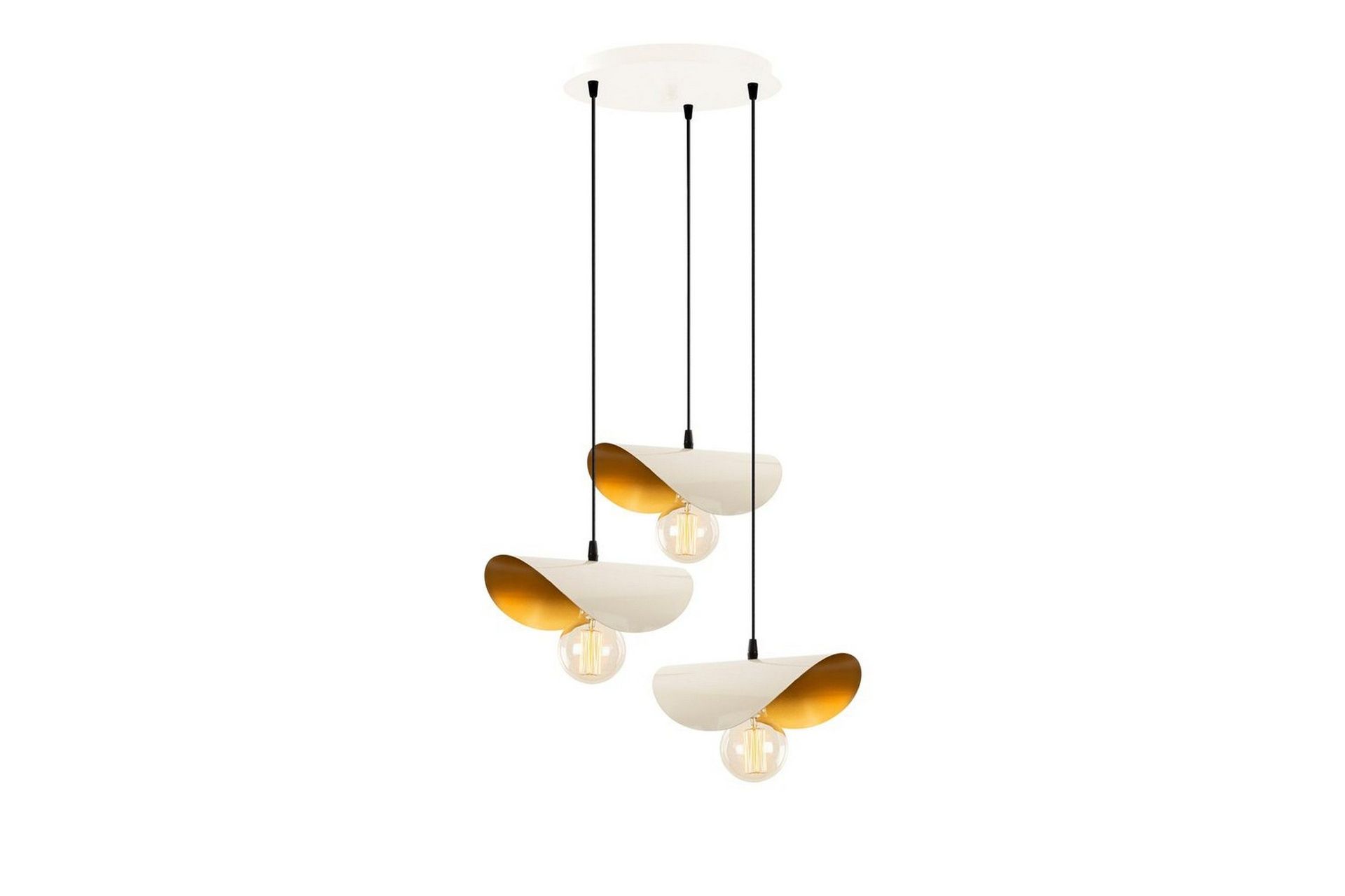 Taklampe Sugana Three Hvit / Gull - Gull/Hvit
