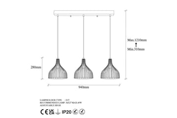 Taklampe Talnor Horizontal Three - Bronse/Svart - Belysning - Innendørsbelysning & Lamper - Taklampe - Pendellamper & Hengelamper
